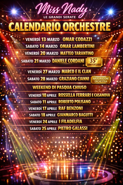 Calendario eventi Discoteca Miss Nady