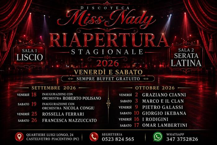 Calendario eventi Discoteca Miss Nady